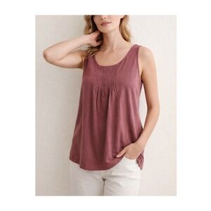 J. Jill Mauve Cotton Pintuck Sleeveless Top Minimalist‎ Capsule Soft Feminine S